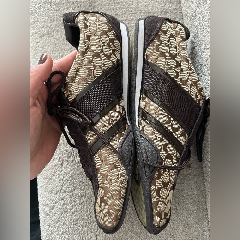 Coach Kathleen Signature Sneakers women size 8.5 tan brown - Picture 6 of 11
